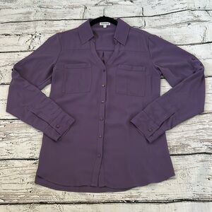 Express Portofino Long Sleeve Purple Shirt/Blouse Size M
